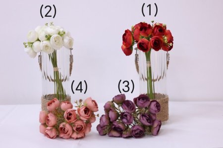 ورد بيوني صغير مع مكمل ( 18 عرق )