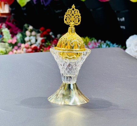 توزيعات مبخرة زجاج كرستال قاعدة نحاس قصيرة ( ارتفاع 14.5 سم - عرض 6 سم )